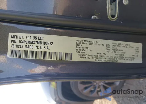 2021 Jeep Cherokee 80Th Anniversary 4X4 from USA, damaged, VIN 1C4PJMMX7MD190372